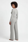 Gray Light Heather Grey Wide-leg Matching Lounge Set - Loungewear set - Photo 2