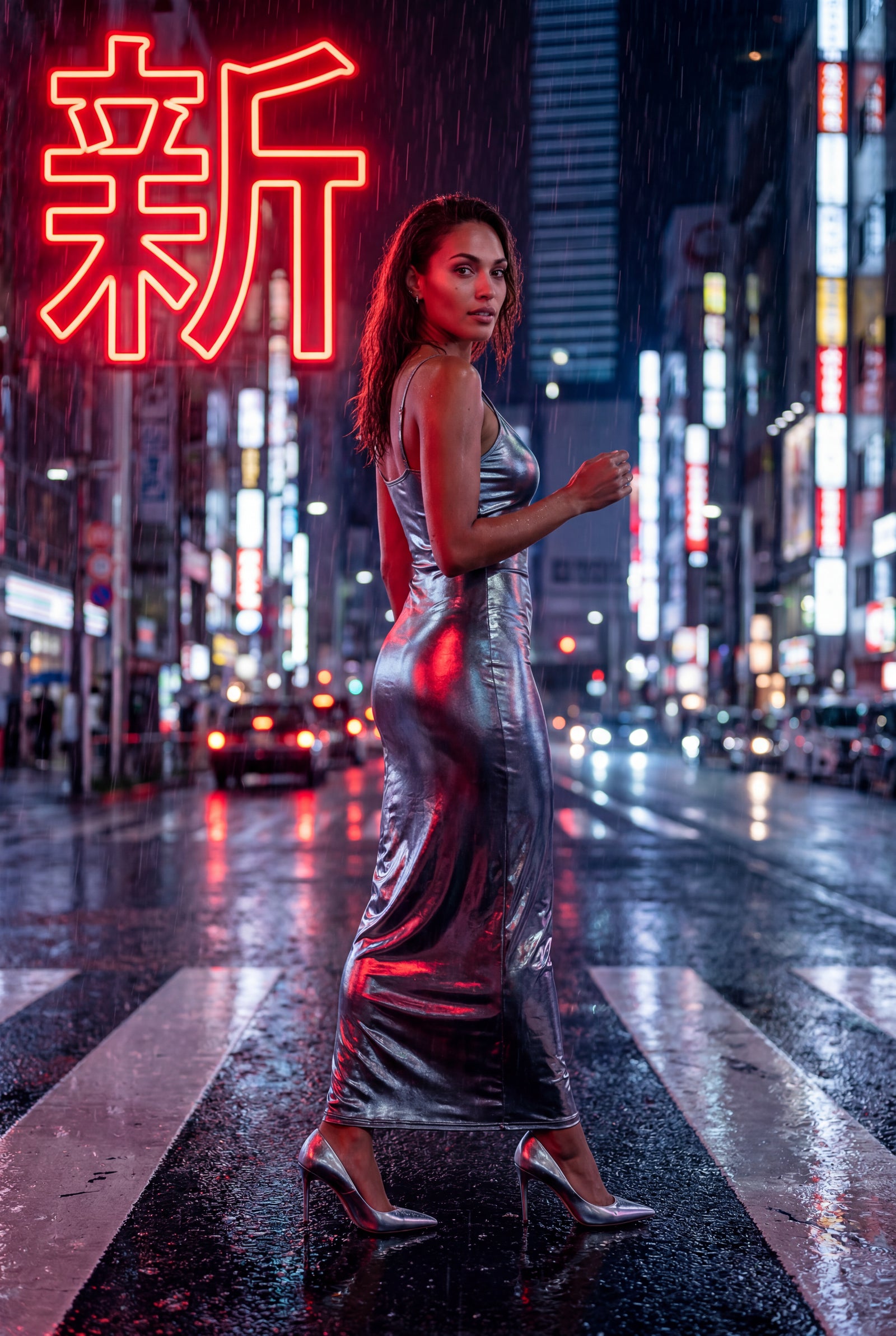 Gray Liquid Metallic Bodycon Maxi Dress with Cami Straps - Bodycon dress - Photo 10