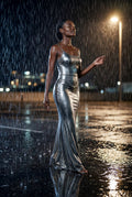 Silver Liquid Metallic Bodycon Maxi Dress with Cami Straps - Bodycon dress - Photo 13