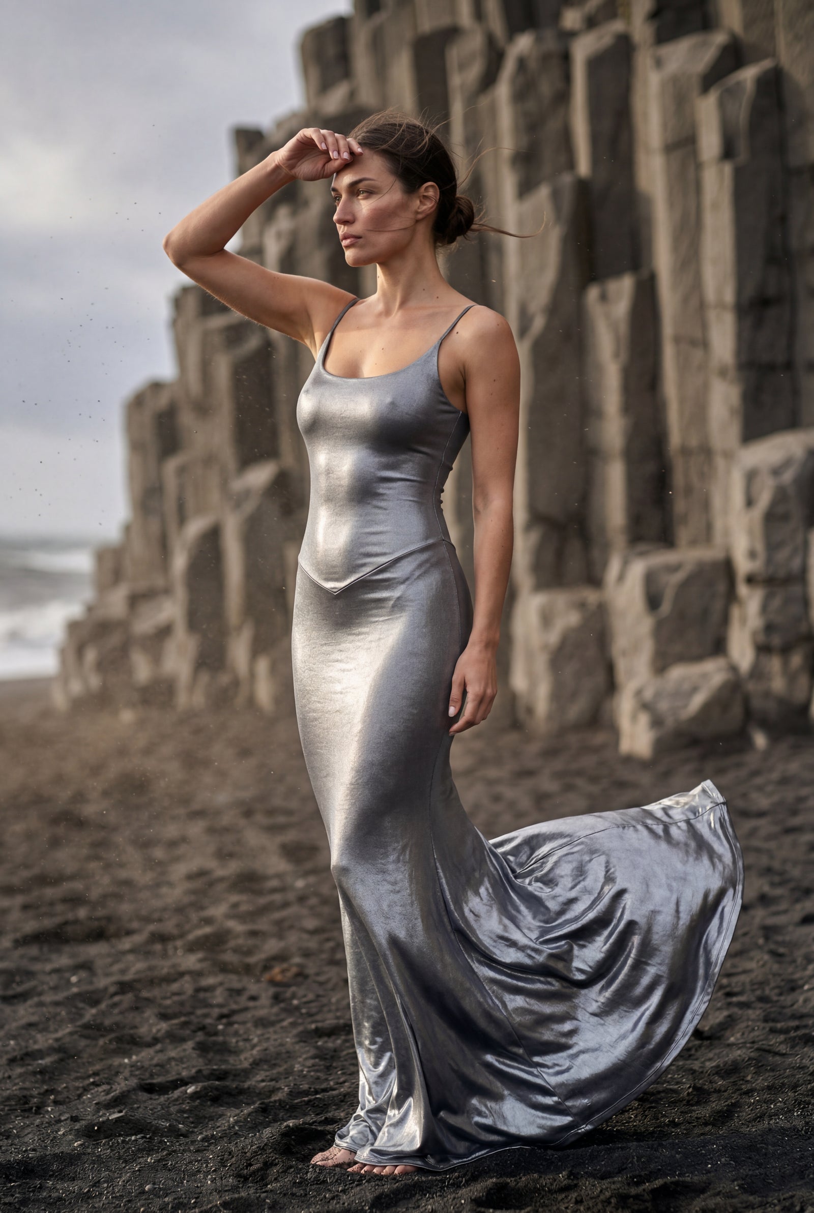 Silver Liquid Metallic Bodycon Maxi Dress with Cami Straps - Bodycon dress - Photo 14