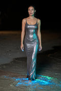 Silver Liquid Metallic Bodycon Maxi Dress with Cami Straps - Bodycon dress - Photo 16