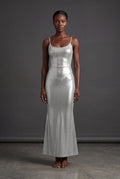 Silver Liquid Metallic Bodycon Maxi Dress with Cami Straps - Bodycon dress - Photo 5