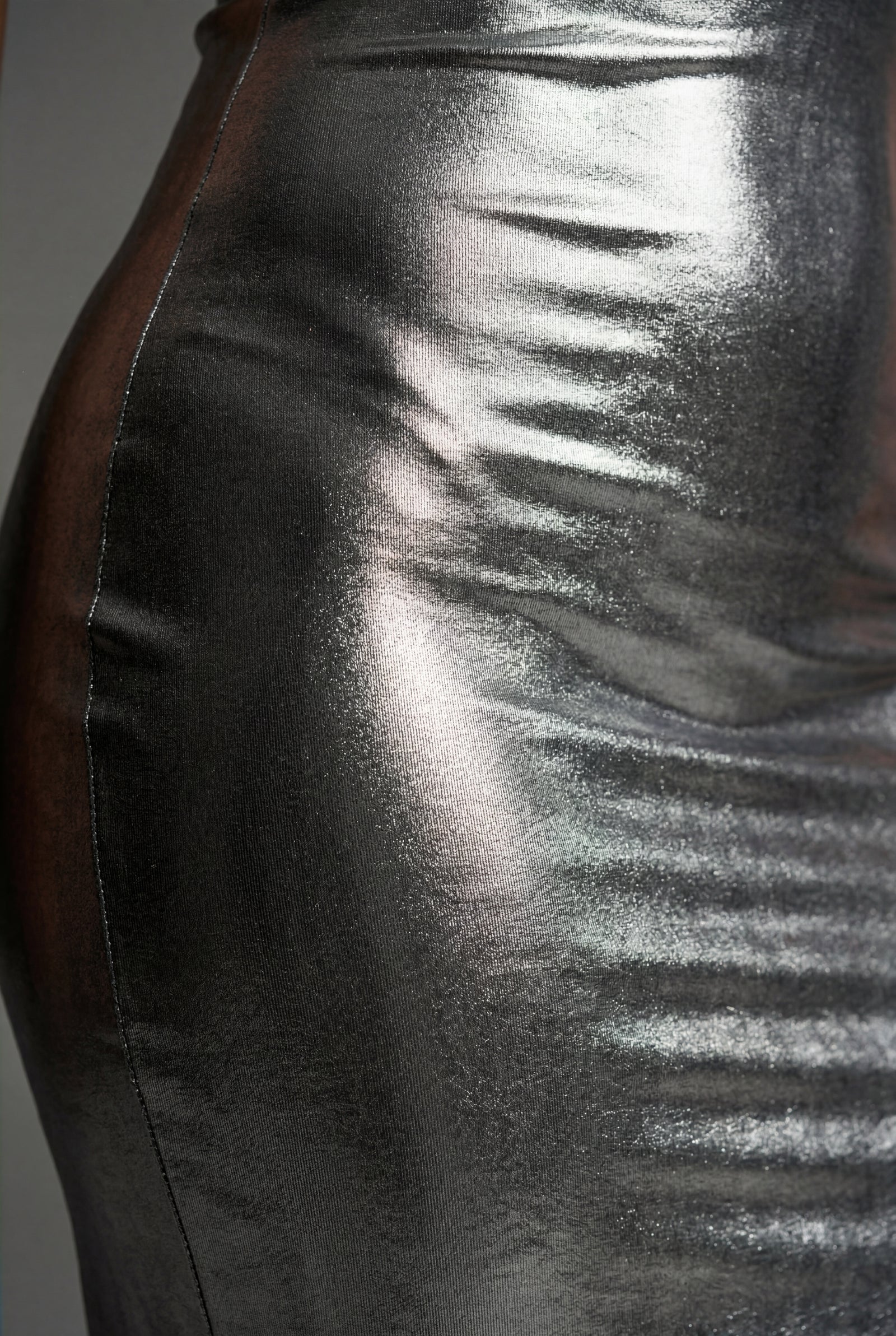 Gray Liquid Metallic Bodycon Maxi Dress with Cami Straps - Bodycon dress - Photo 6