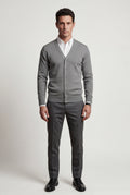 Gray Medium Heather Grey V-neck Button-front Cardigan Sweater - Men's vests - Photo 1