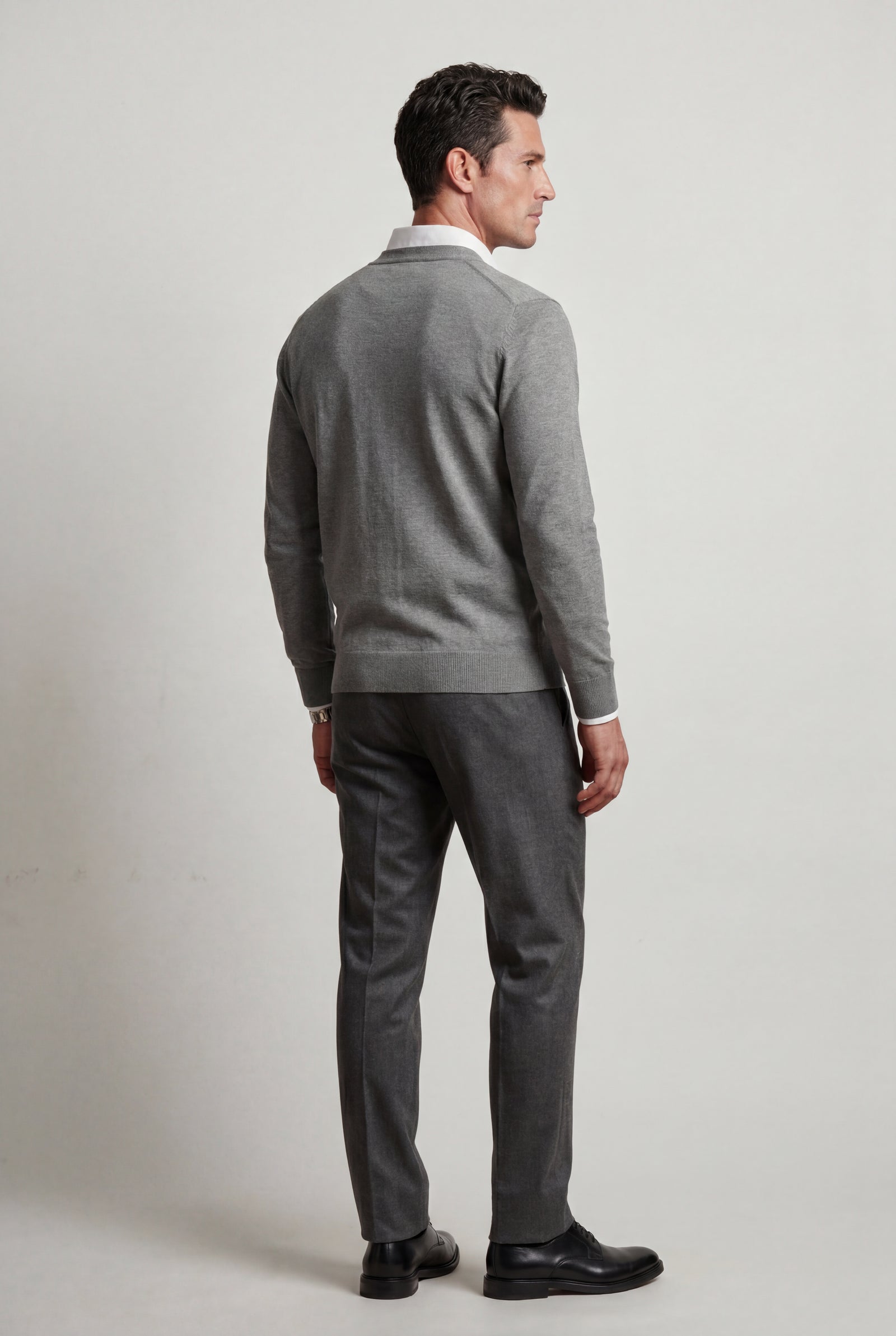 Gray Medium Heather Grey V-neck Button-front Cardigan Sweater - Men's vests - Photo 2