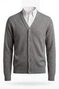 Gray Medium Heather Grey V-neck Button-front Cardigan Sweater - Men's vests - Photo 3
