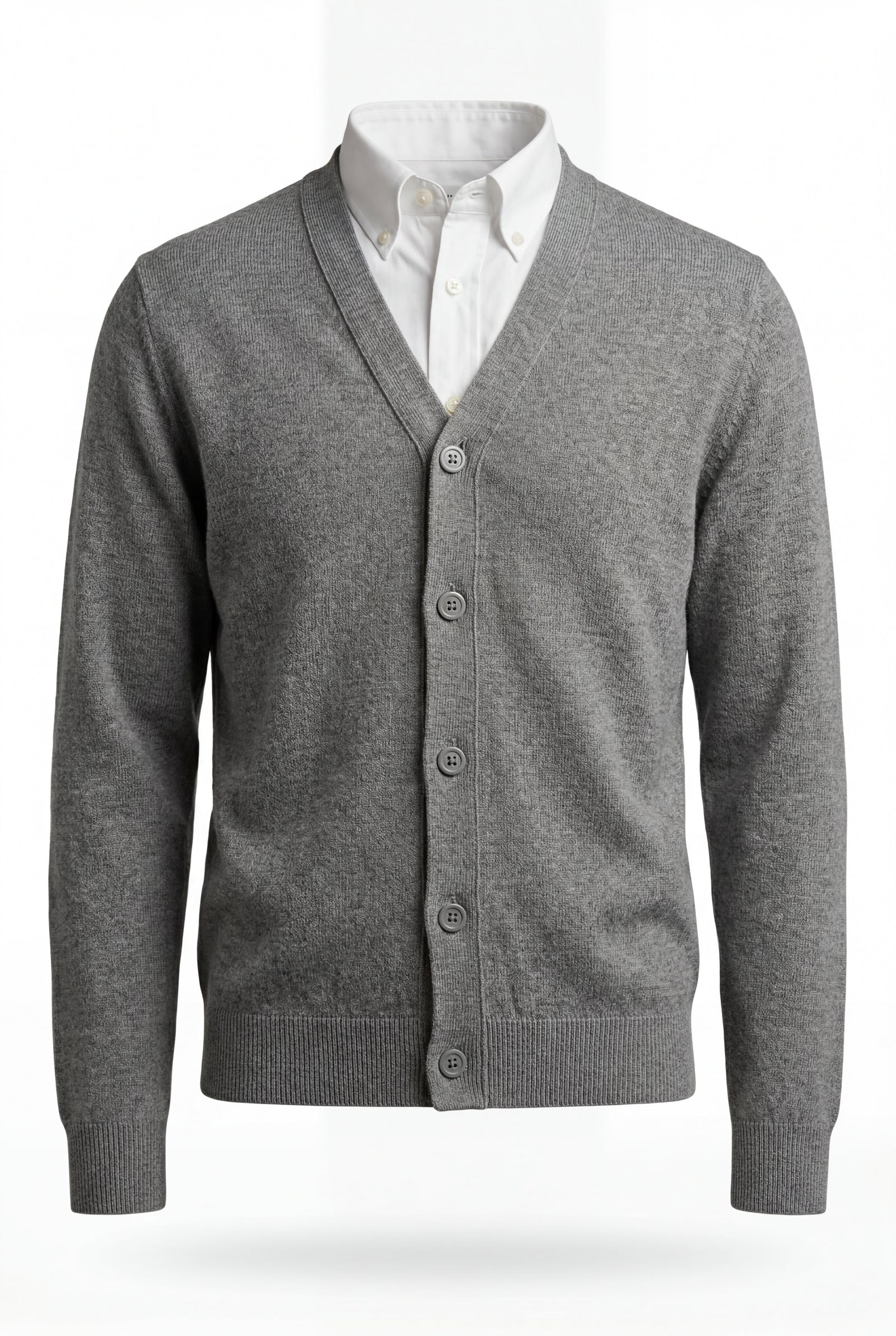 Gray Medium Heather Grey V-neck Button-front Cardigan Sweater - Men's vests - Photo 3
