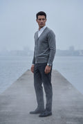 Gray Medium Heather Grey V-neck Button-front Cardigan Sweater - Men's vests - Photo 4