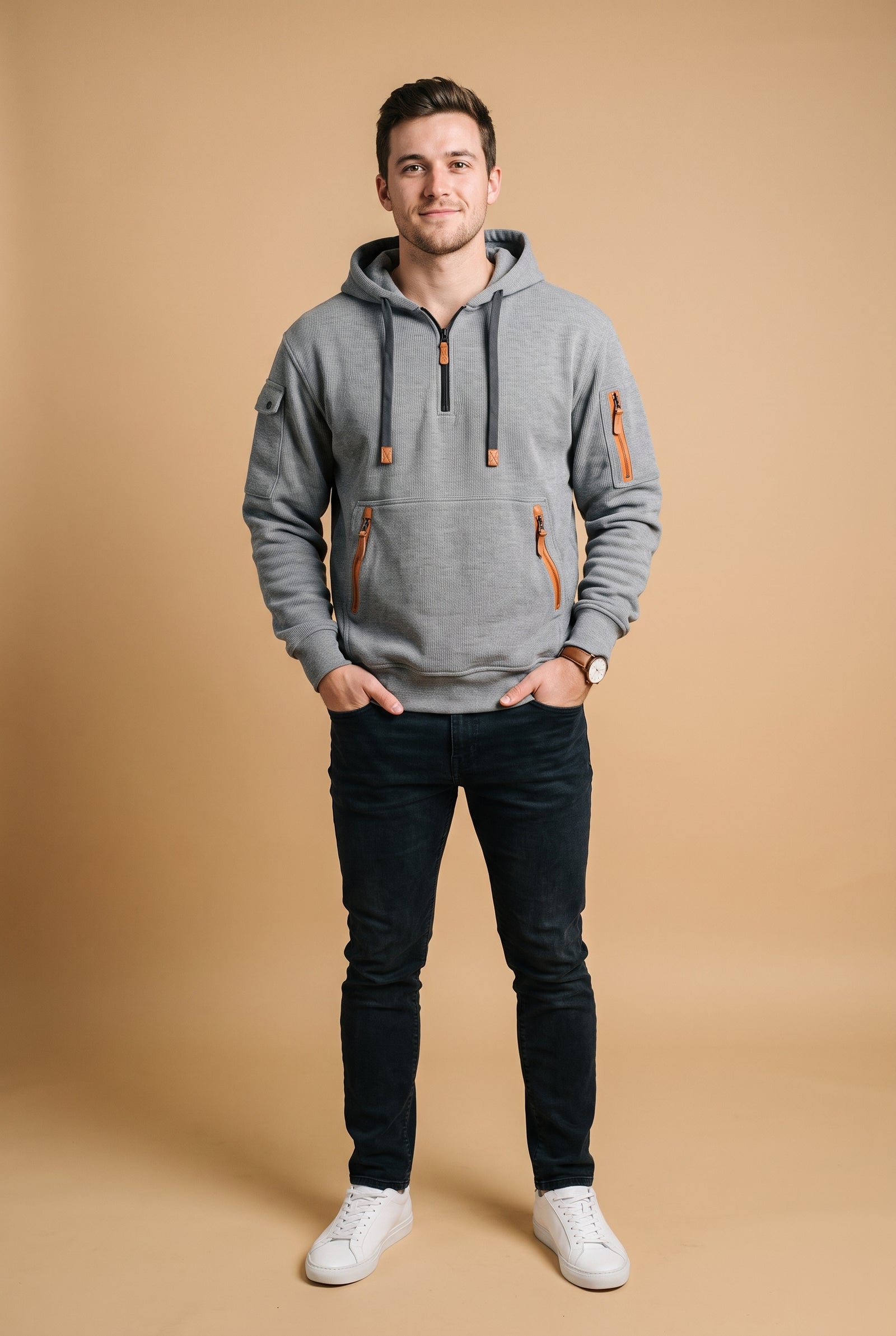 Men's Hoodie Relaxed Fit in Gray — primary studio
