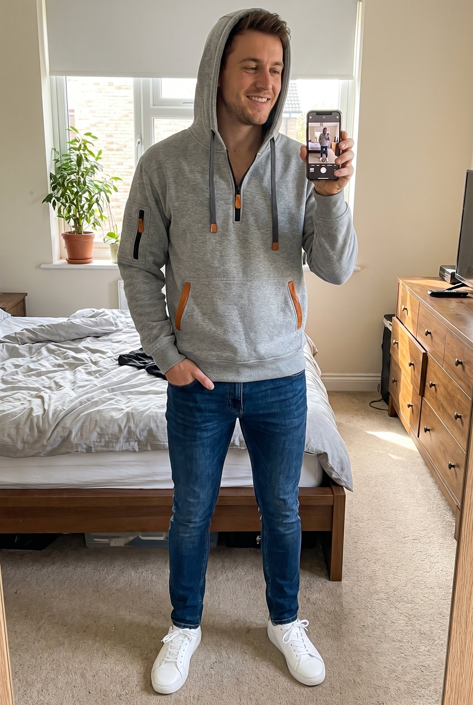 Men's Hoodie Relaxed Fit in Gray — secondary ugc