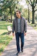 Men's Jacket Quilted Fleece-Lined in Gray — lifestyle park walk