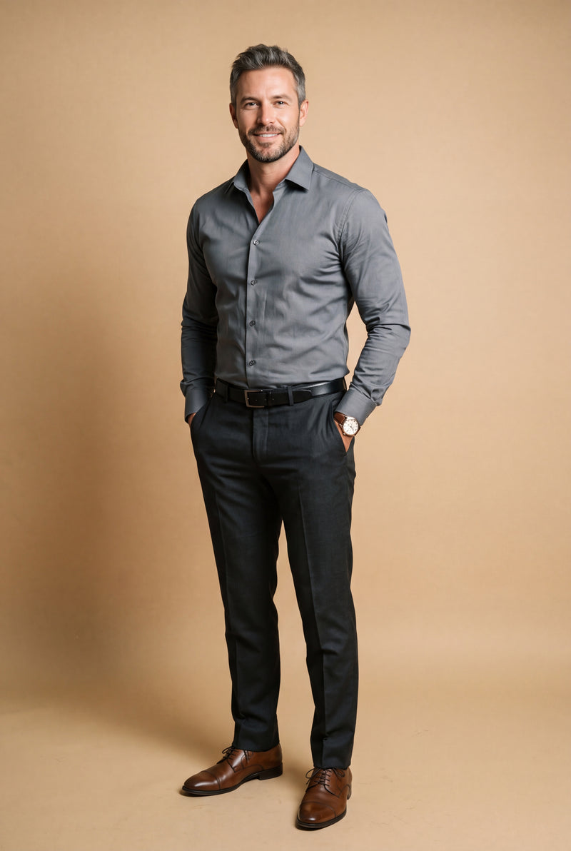 Men's Shirt Slim Fit in Gray — primary studio