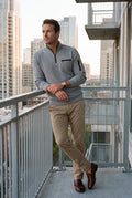 Men's Sweater Half-Zip Stand Collar in Gray — lifestyle 01
