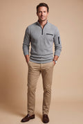 Men's Sweater Half-Zip Stand Collar in Gray — studio 01