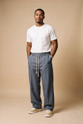 Men's Trousers Wide Leg Drawstring in Gray — primary studio