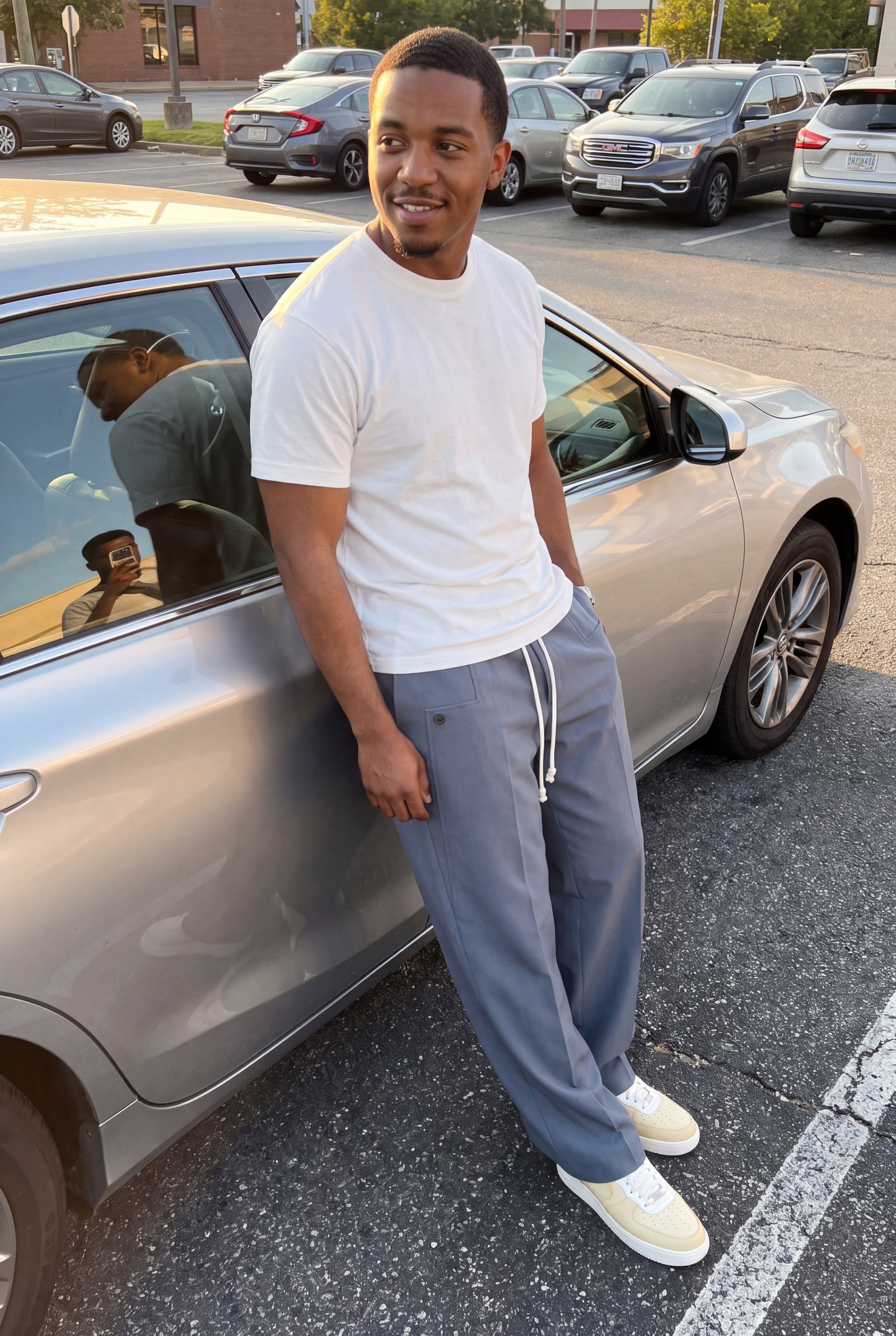 Men's Trousers Wide Leg Drawstring in Gray — secondary ugc