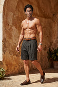 Black Men's Pleated Front Tailored Above-Knee Shorts - Casual shorts - Photo 19