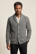 Gray Men's Ribbed Shawl Collar Button-Up Cardigan Grey - Photo 1