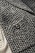 Gray Men's Ribbed Shawl Collar Button-Up Cardigan Grey - Photo 3