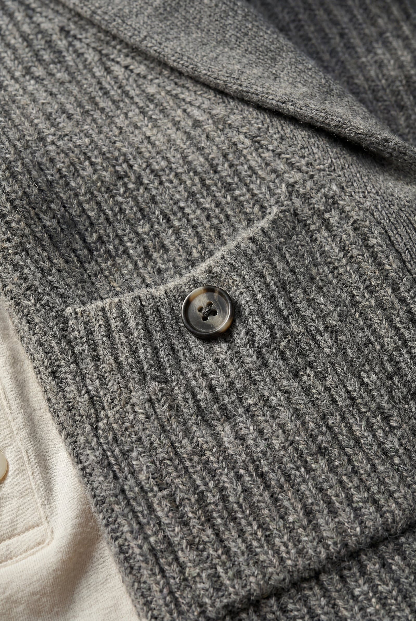 Gray Men's Ribbed Shawl Collar Button-Up Cardigan Grey - Photo 3