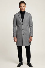 Gray Mid-grey Tailored Single-breasted Overcoat - Winter jackets - Photo 1