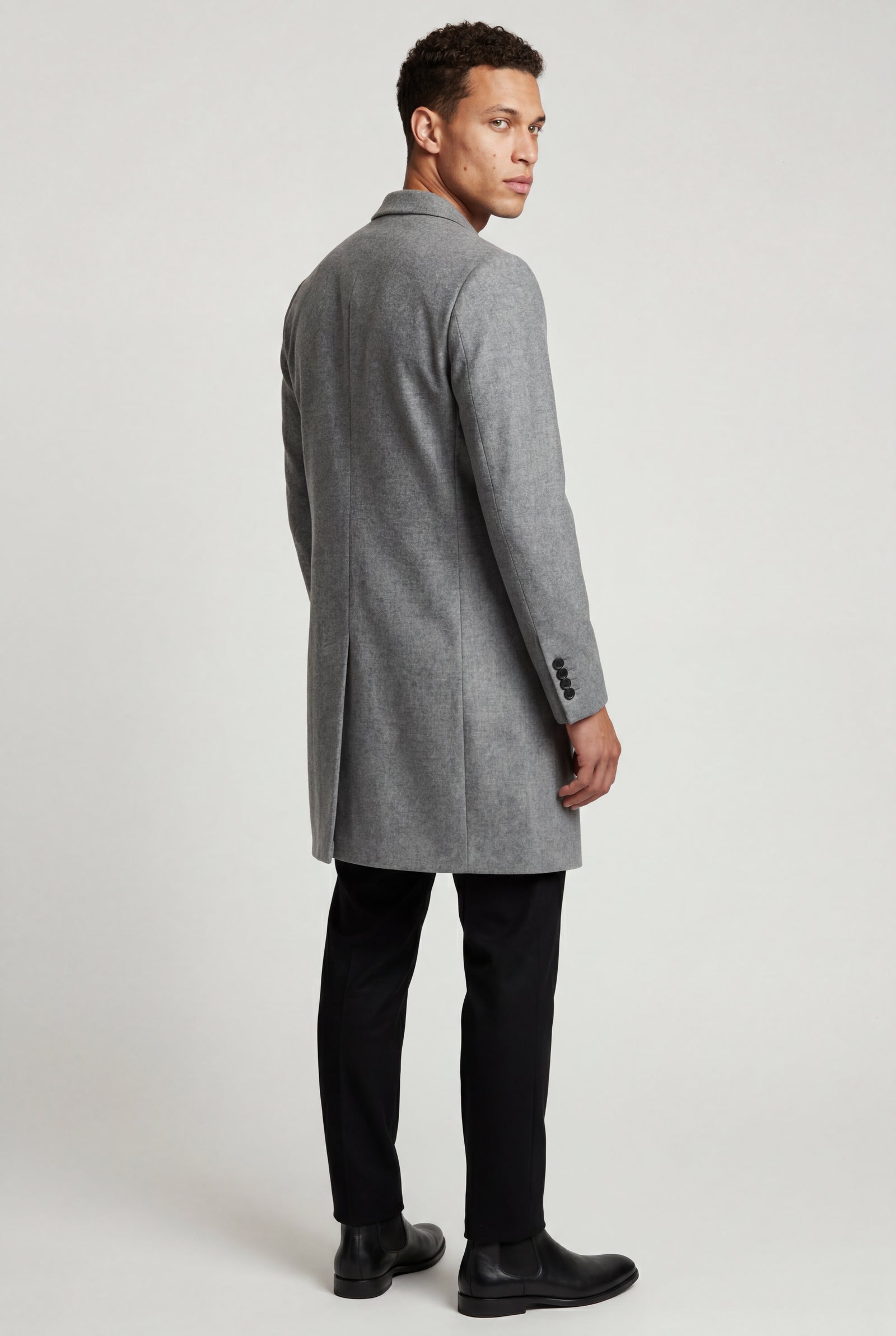 Gray Mid-grey Tailored Single-breasted Overcoat - Winter jackets - Photo 2