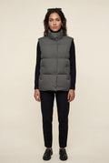 Gray Minimalist Hip-length Padded Bodywarmer Vest - Photo 1