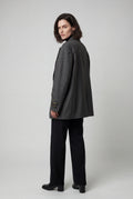 Gray Oversized Single-breasted Blazer with Patch Detail - Blazers - Photo 3