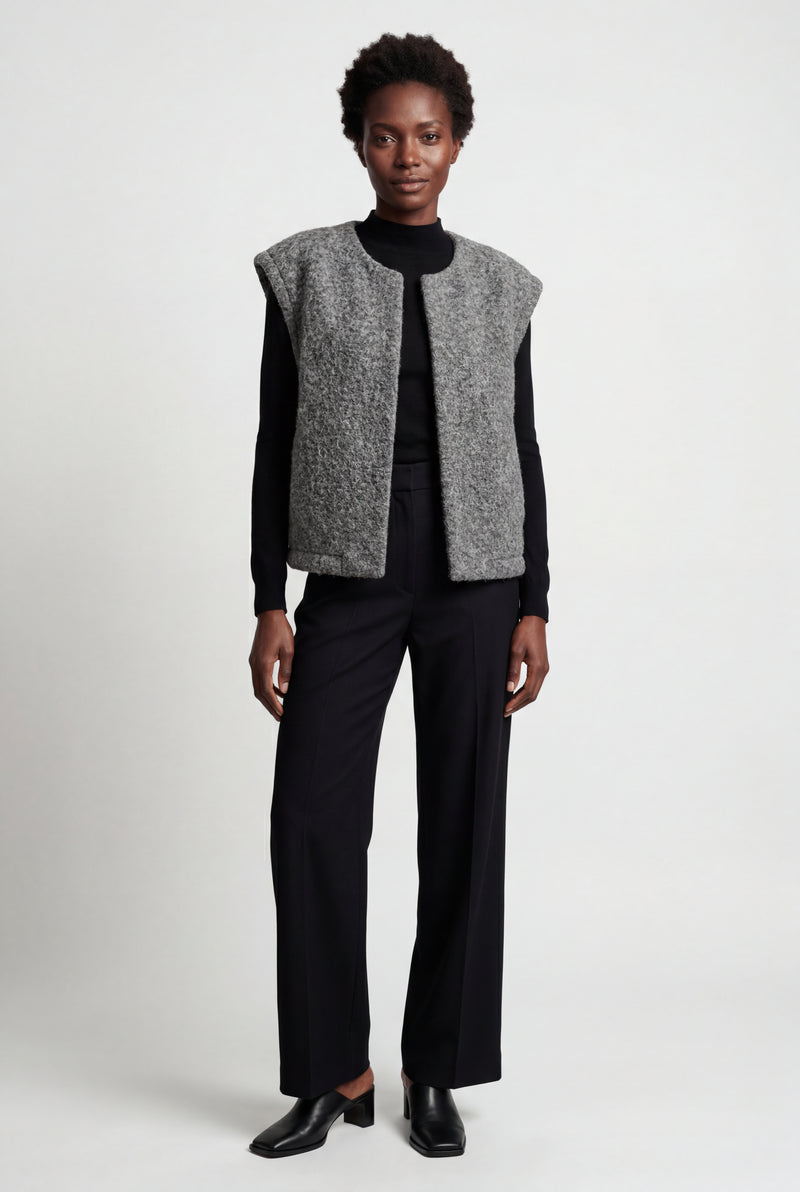 Gray Oversized Sleeveless Open-front Cardigan Vest - Oversized cardigan - Photo 3