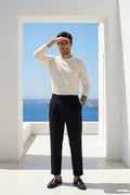 Black Pleated Straight Leg Tailored Dress Trousers - Straight leg trousers - Photo 12