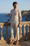 Beige Pleated Straight Leg Tailored Dress Trousers - Straight leg trousers - Photo 15