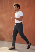 Gray Pleated Straight Leg Tailored Dress Trousers - Straight leg trousers - Photo 8