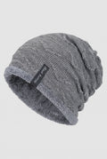 Plush-Lined Slouchy Beanie in Gray — studio front