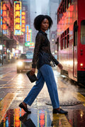 Black Relaxed Button-up Blouse with Classic Collar - Sequin blouses - Photo 11
