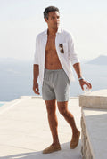 Gray Relaxed Drawstring Above-knee Casual Shorts - Photo 15