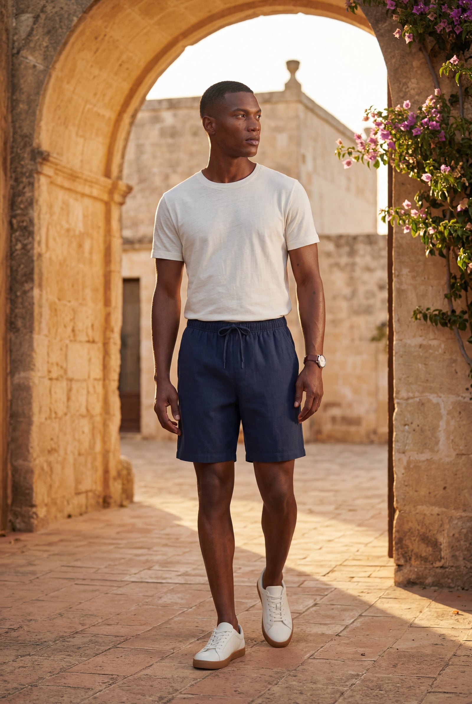 Navy Blue Relaxed Drawstring Above-knee Casual Shorts - Photo 18