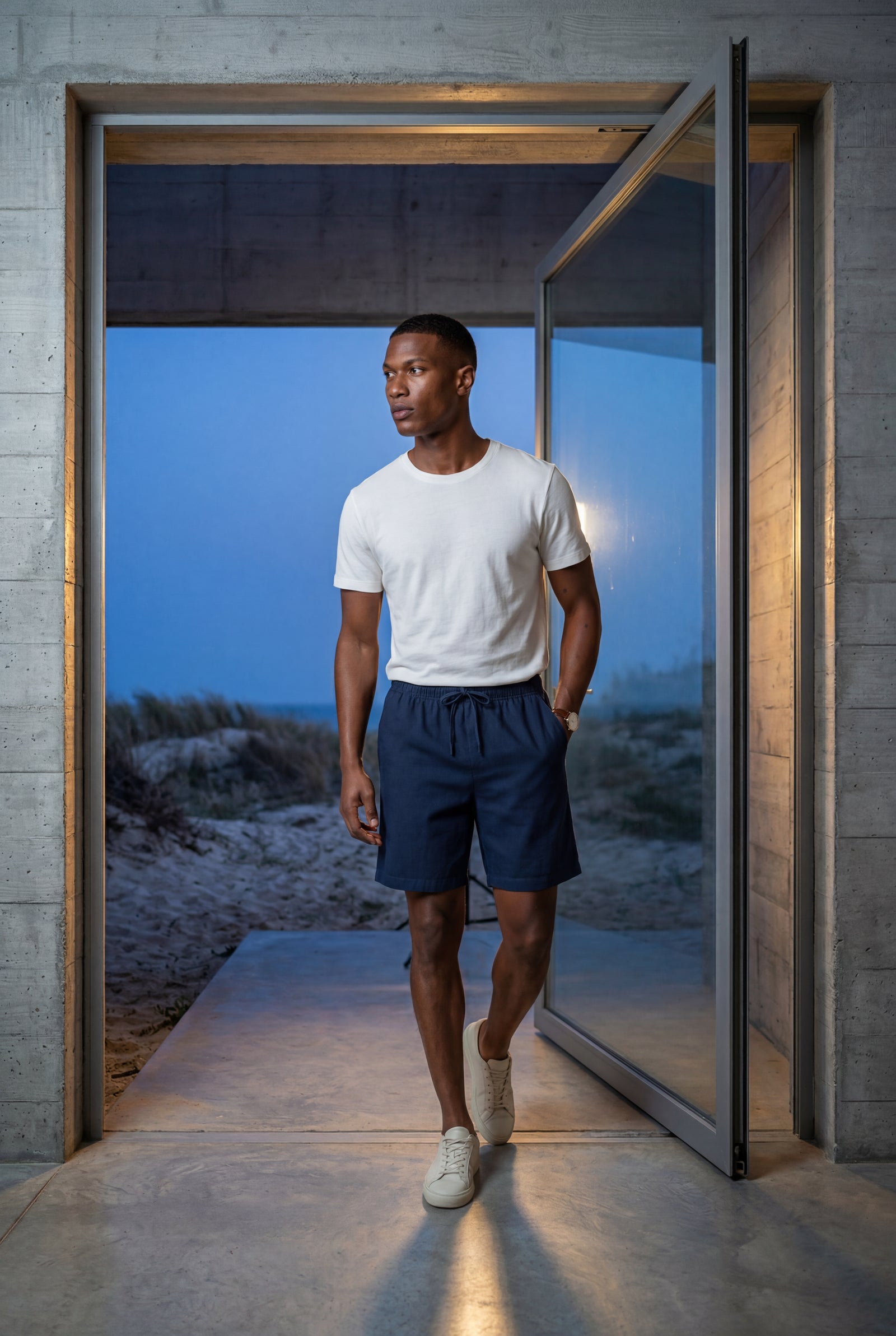 Navy Blue Relaxed Drawstring Above-knee Casual Shorts - Photo 20