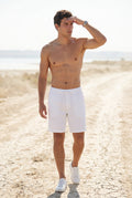 White Relaxed Drawstring Above-knee Casual Shorts - Photo 9