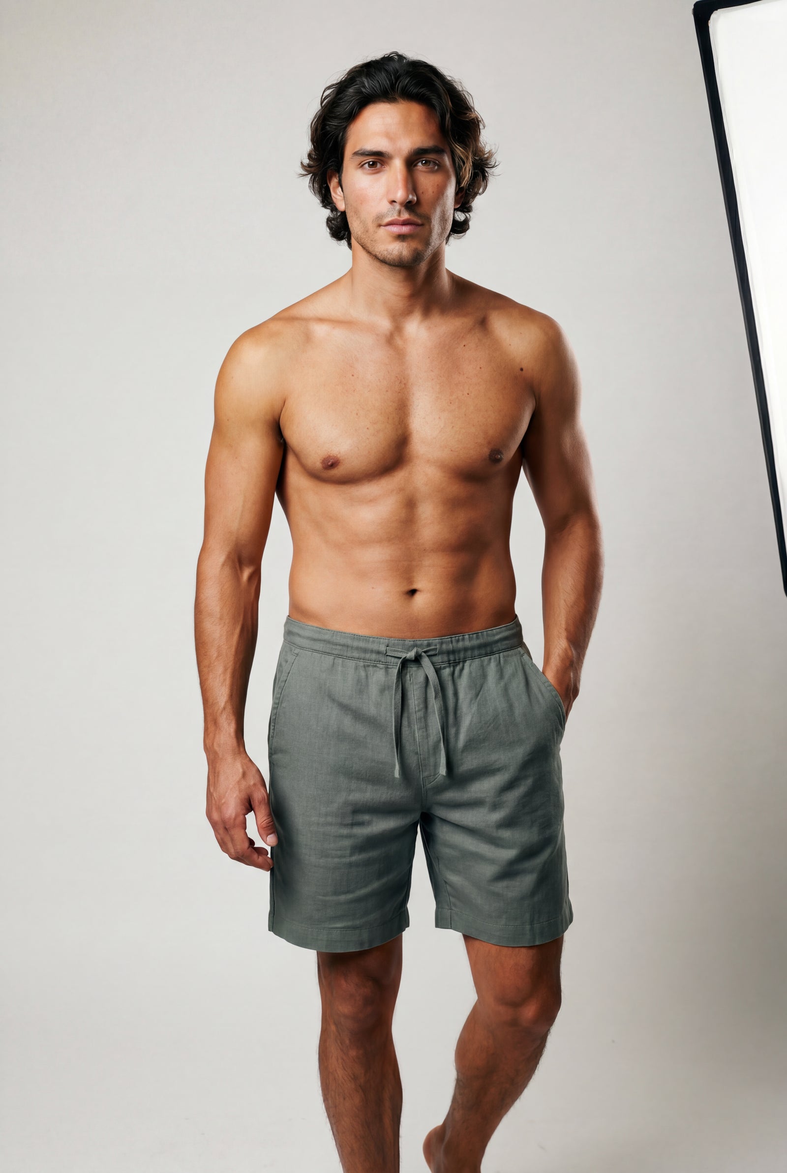 Gray Relaxed Fit Drawstring Above Knee Shorts - Relaxed fit shorts - Photo 6