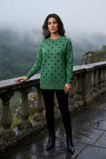 Green Relaxed Fit Polka Dot Crewneck Sweater - Relaxed sweater - Photo 6