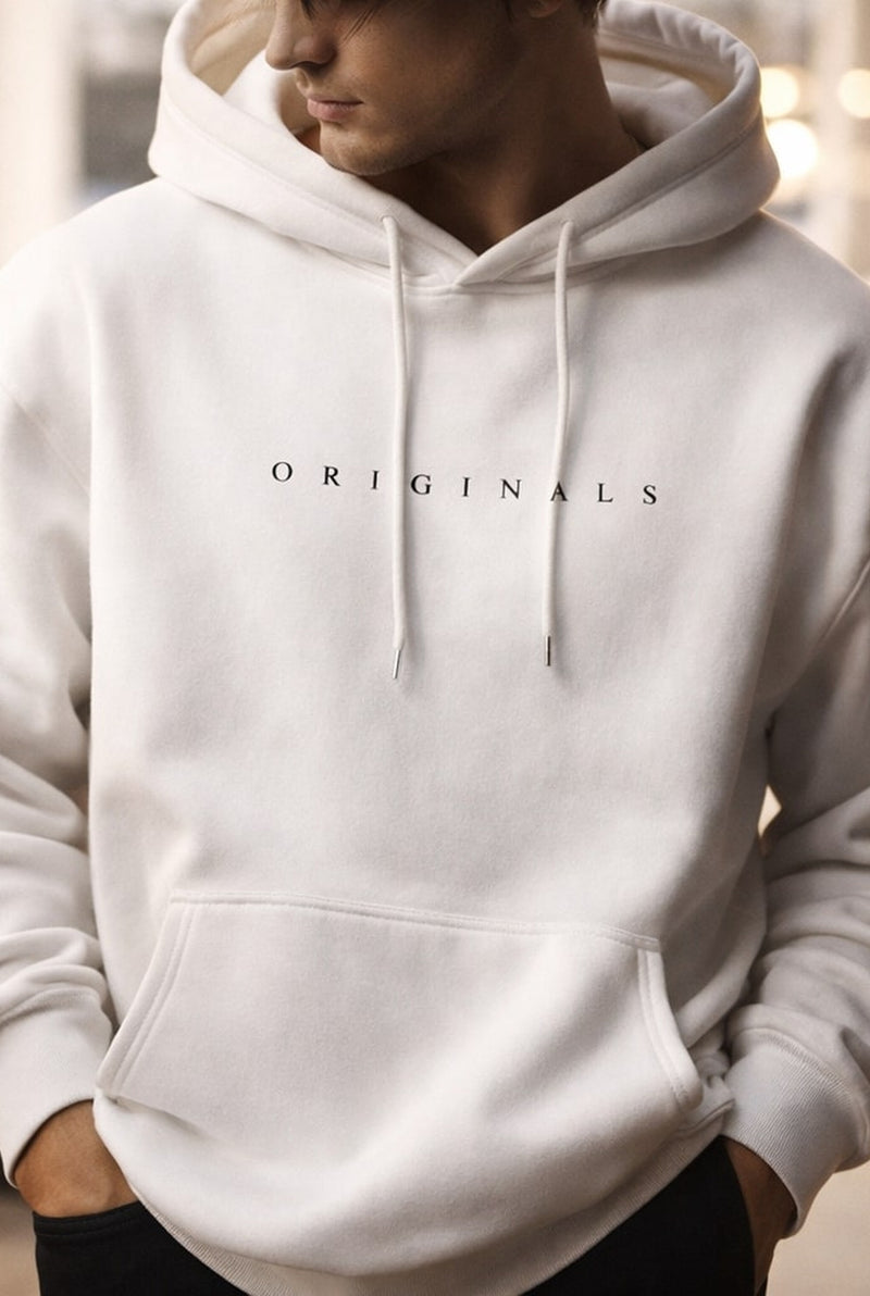 Relaxed Hooded Sweatshirt in Gray — front view