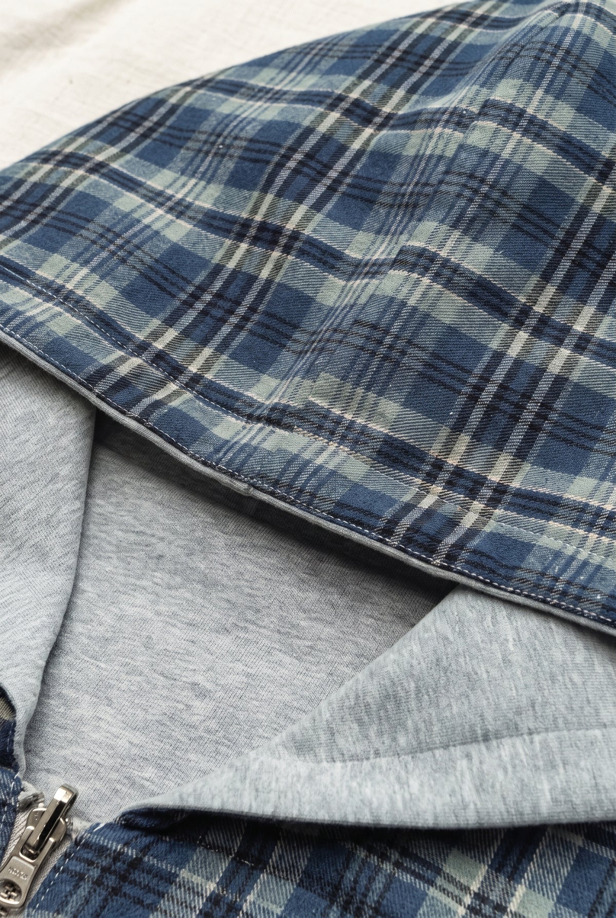 Reversible Cropped Zip Hoodie in Gray — studio detail