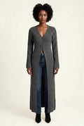 Gray Ribbed Maxi Cardigan with Flared Sleeves - Photo 2