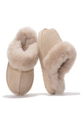 Shearling Open-Back Slippers in Gray — other