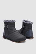Side-Zip Insulated Snow Boots in Gray — studio front