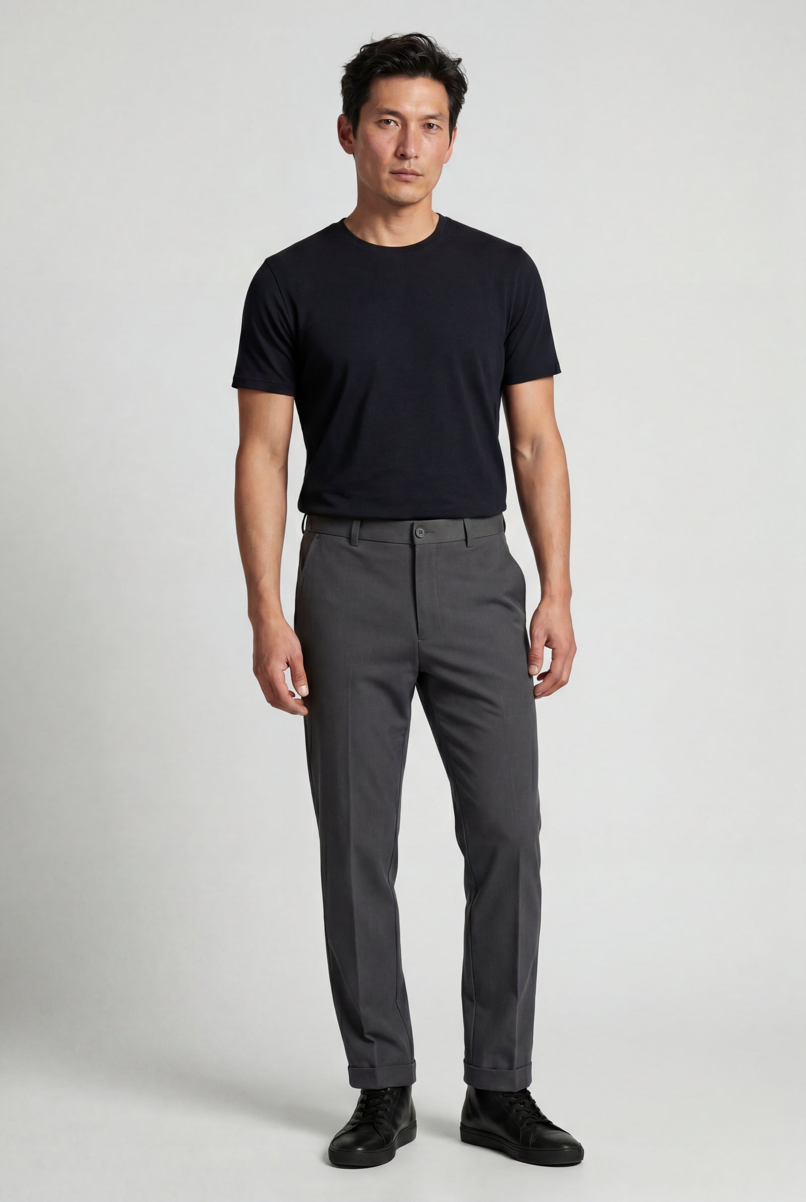 Gray Slim Fit Mid Grey Tailored Trousers with Tapered Leg - Slim fit trousers - Photo 1