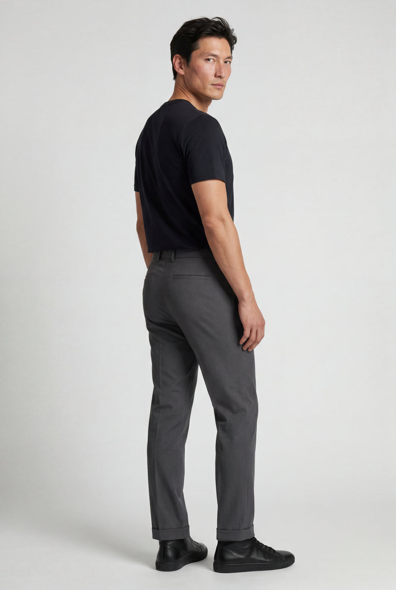 Gray Slim Fit Mid Grey Tailored Trousers with Tapered Leg - Slim fit trousers - Photo 2