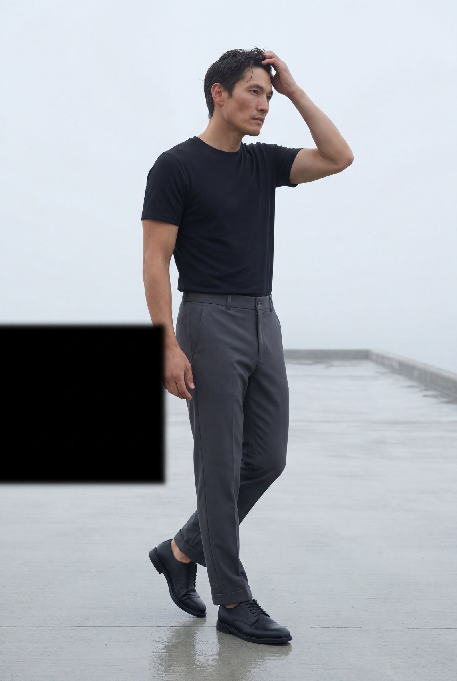 Gray Slim Fit Mid Grey Tailored Trousers with Tapered Leg - Slim fit trousers - Photo 5