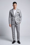 Gray Slim Fit Single-breasted Blazer with Notch Lapel - Slim fit blazer - Photo 1