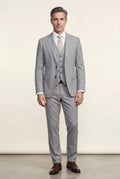 Gray Slim Fit Three-piece Tailored Formal Suit Set - Formal suits - Photo 11